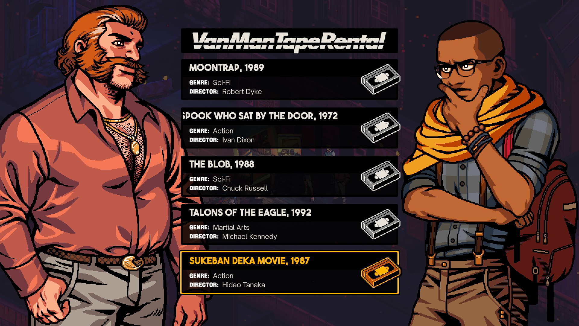 Screenshot from Demonschool of Knute renting a VHS tape