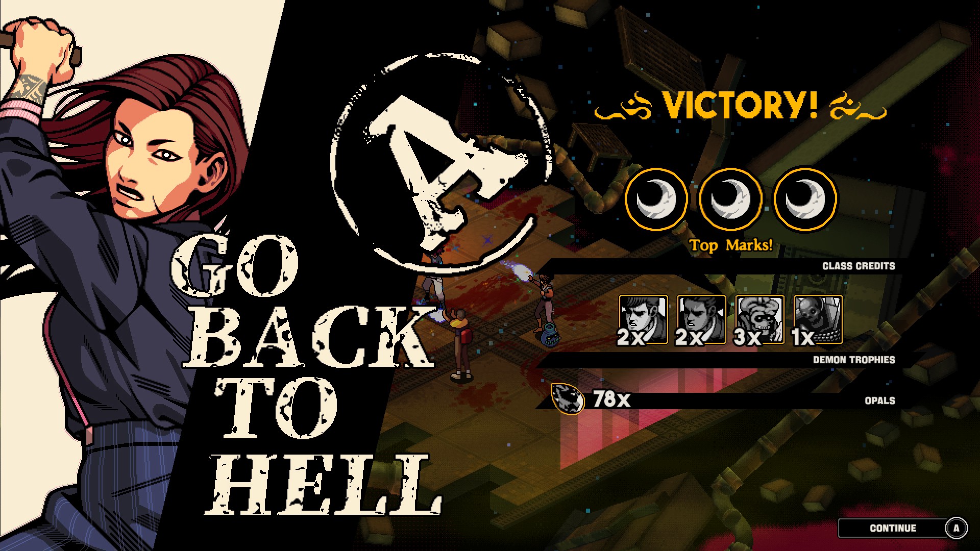 Screenshot from Demonschool of a victory screen