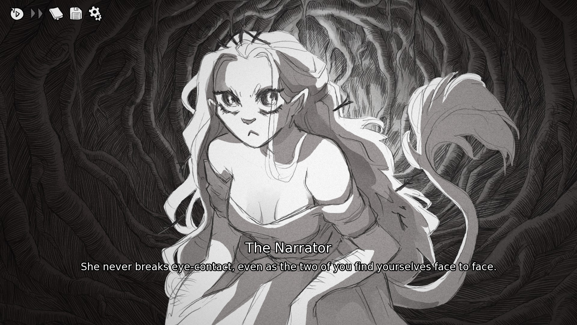 Screenshot from Slay the Princess, the Witch