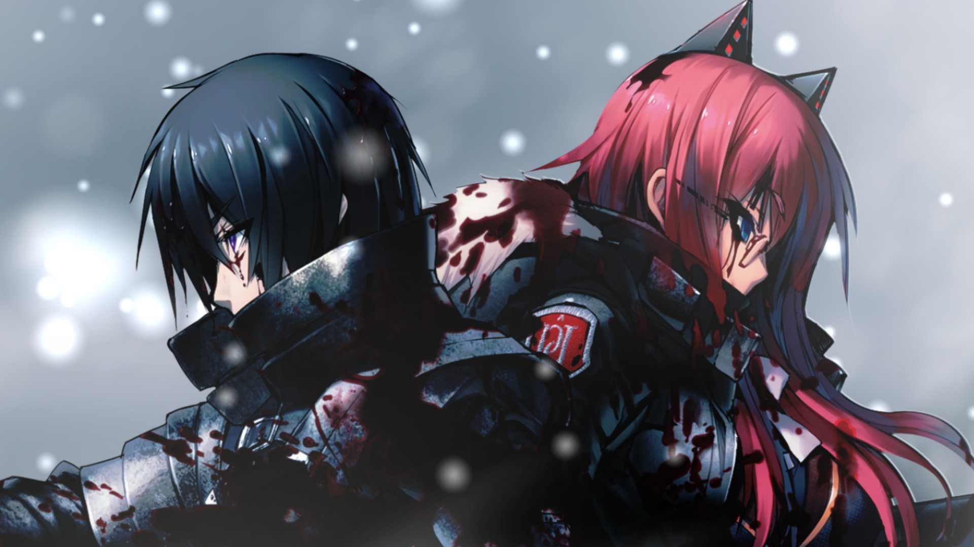 Screenshot from Tokyo Necro of So'un and Ethica standing back to back in a badass pose.